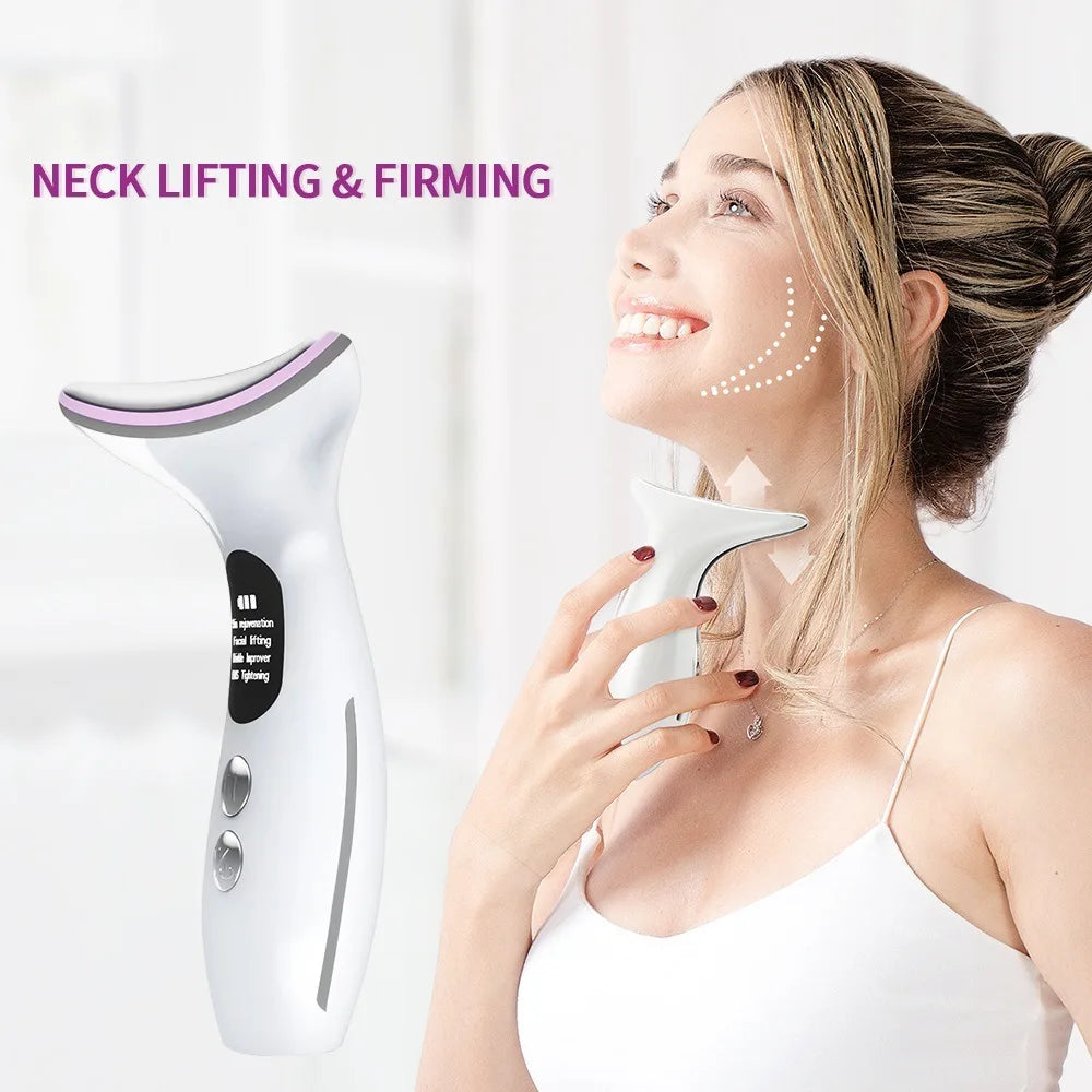 Ems Face Neck Beauty Device 3-Color Face Lifting Massager Light Firming and Rejuvenating Skin Anti Wrinkle Skin Tightening