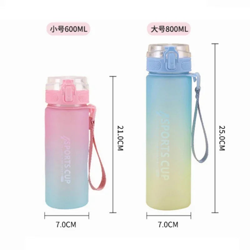 600/800ML NEW Large Capacity Portable Plastic Water Bottle Creative Student Drinking Cup Men's and Women's Sports Water Cup