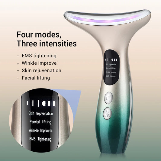 Ems Face Neck Beauty Device 3-Color Face Lifting Massager Light Firming and Rejuvenating Skin Anti Wrinkle Skin Tightening